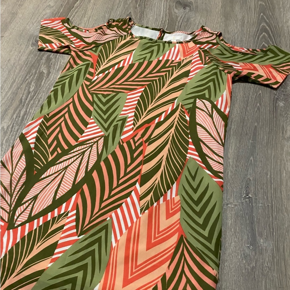 Charming Charlie Tropical Cold Shoulder High-Low Dress Small - Picture 6 of 7